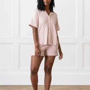 Cozy Earth Women's Bamboo Stretch-Knit Short Sleeve Pajama Set in Blush